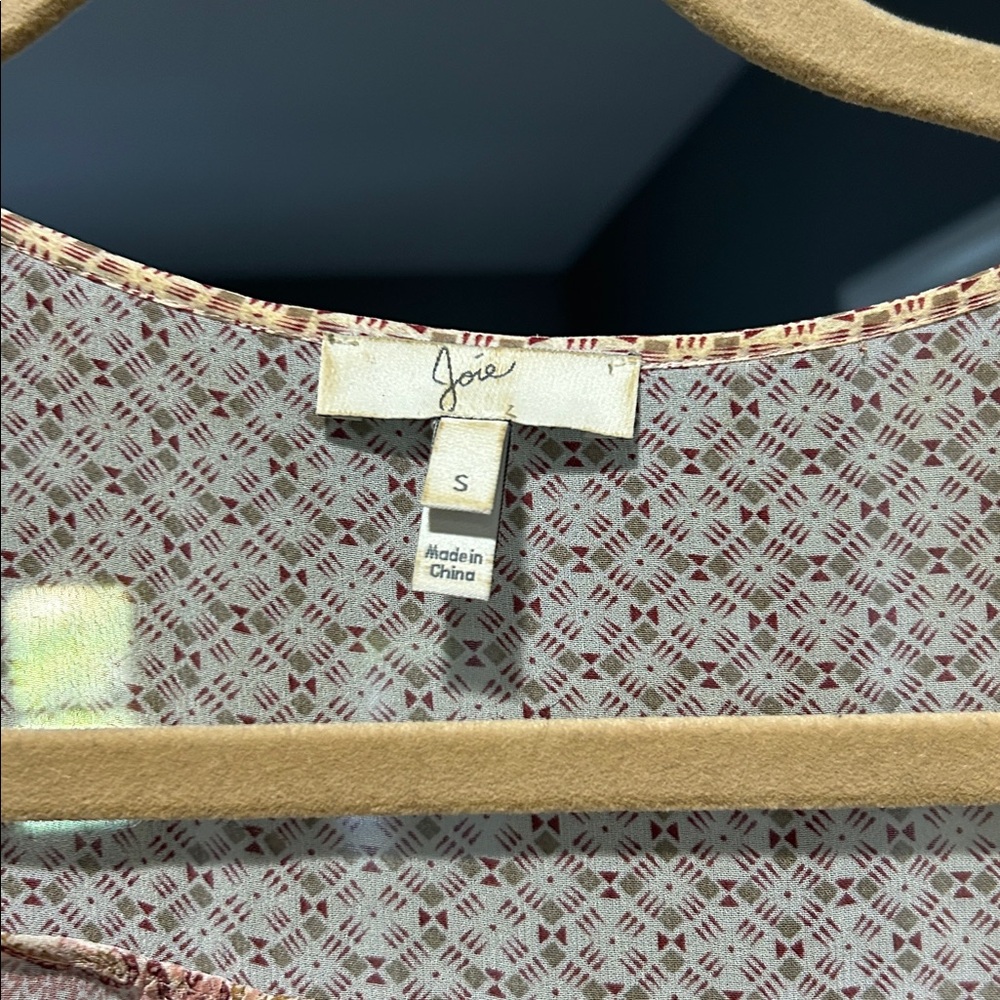 Joie Geometric Pattern Blouse In Red And Cream 10… - image 2